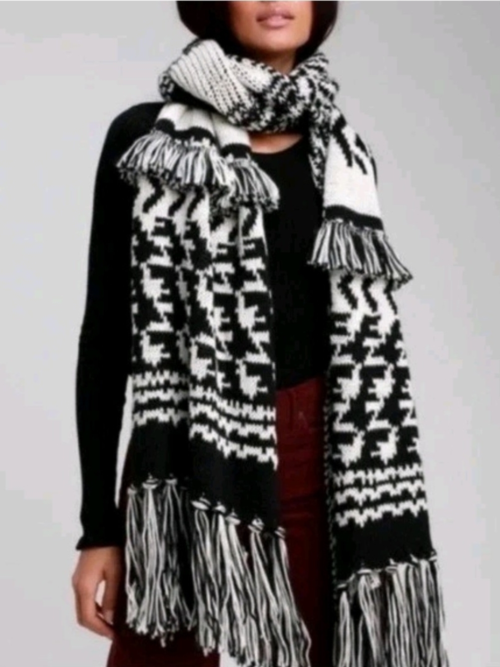 Free People Black and White Mile High Scarf